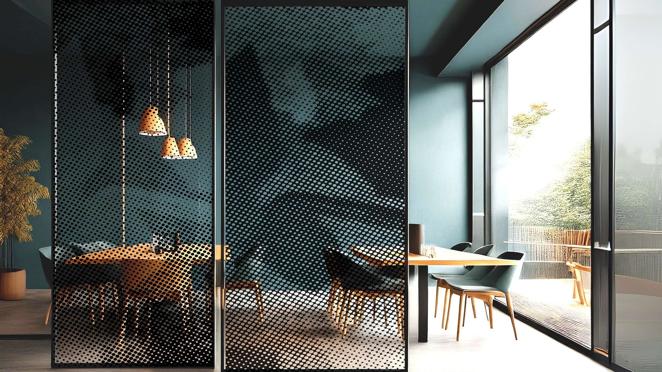 BOLDLINE Fixed Partition Printed Glass Matte Black Finish BOLDLINE Fixed Partition Printed Glass Matte Black Finish